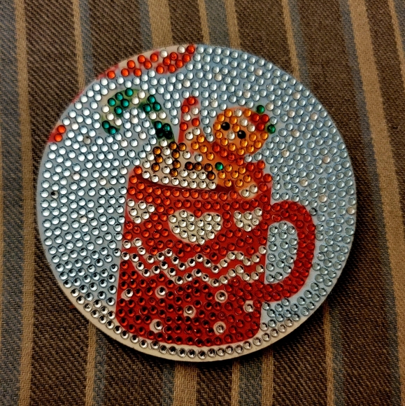 Gingerbread Christmas Coaster Handmade Beaded - Picture 3 of 3